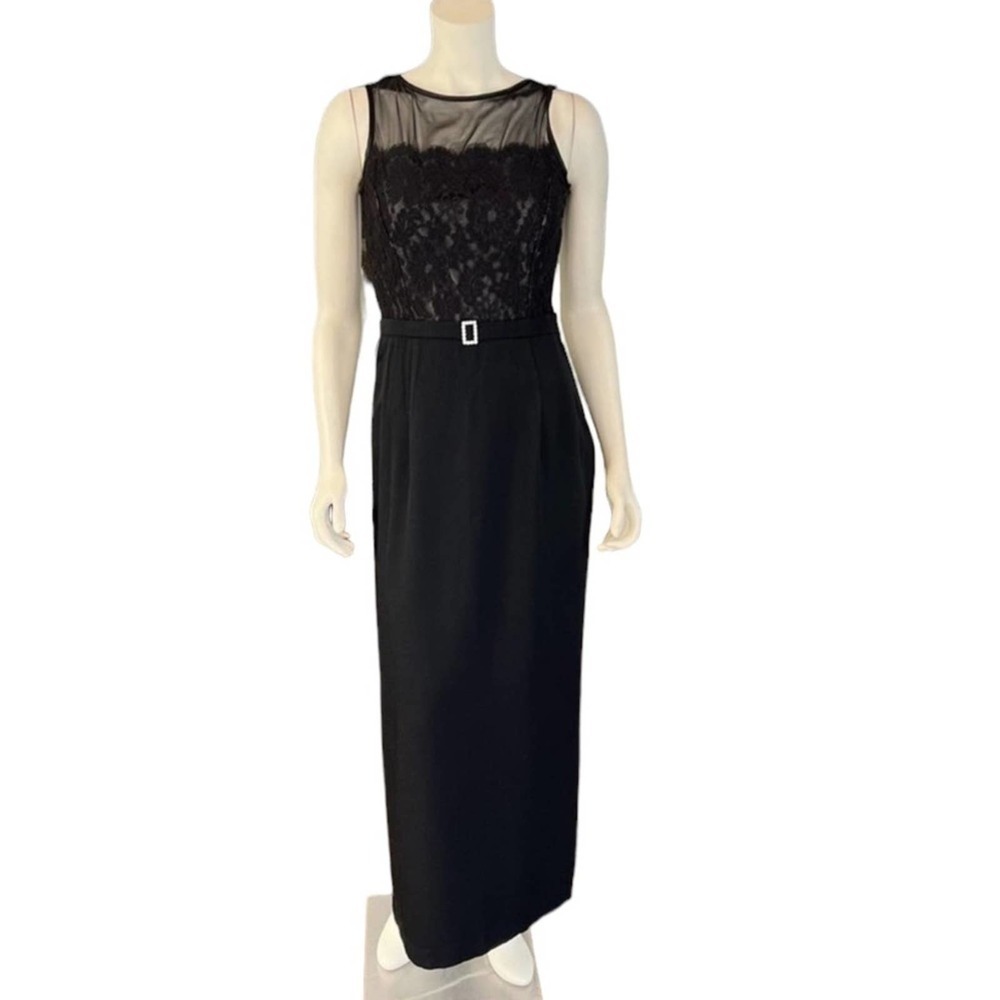 Scott McClintock, 1980’s Black Lace Top Gown   size 10
